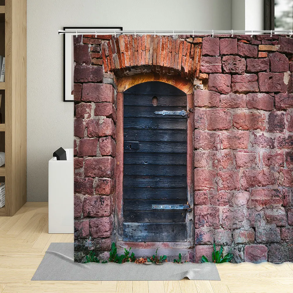 

Винтажные шторы для душа с деревянной дверью, Ретро стиль, зернистая деревянная доска, экраны, водонепроницаемая ткань декор с печатью
