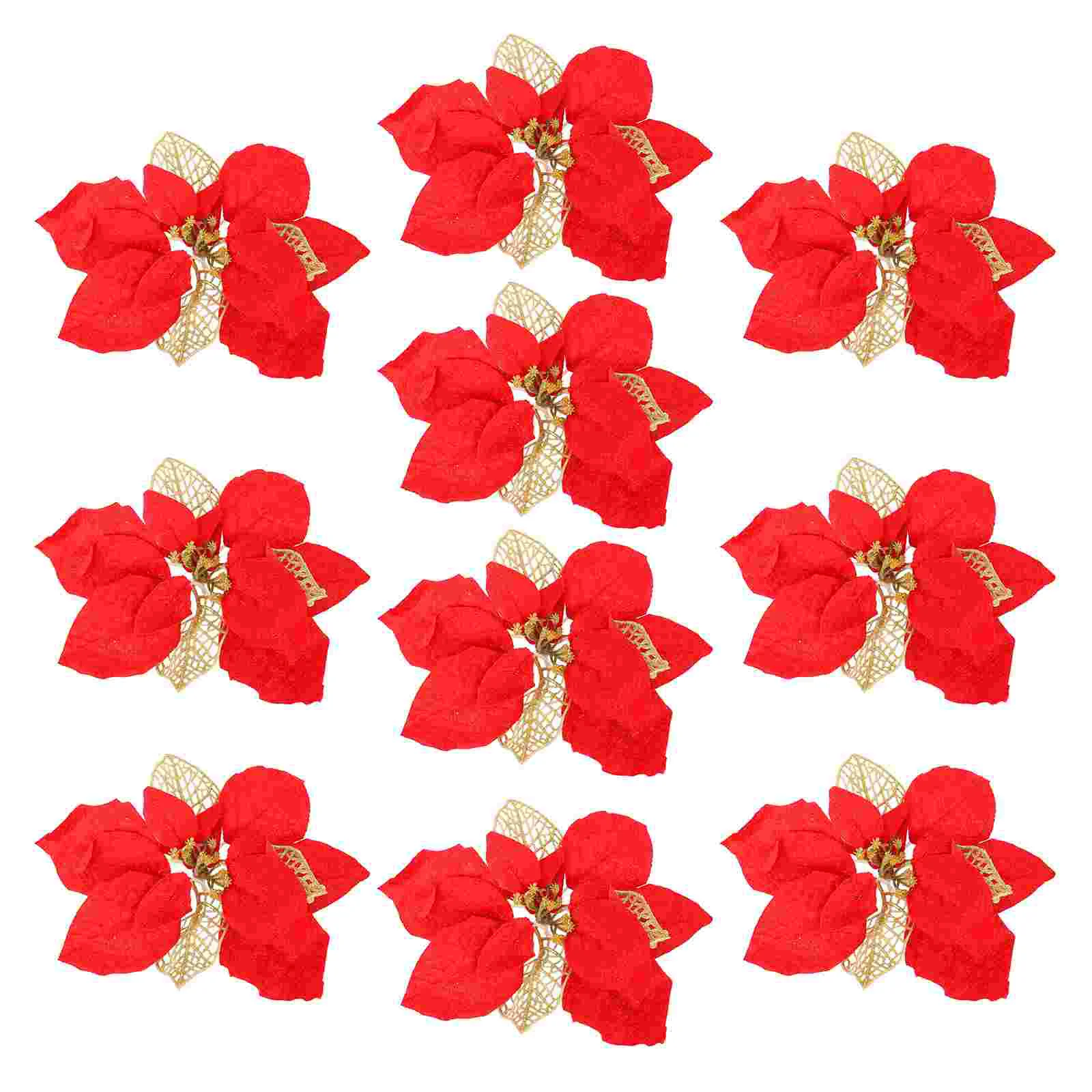 

Christmas Poinsettia Tree Flowers Fake Flower Decorations Red Glitter Picks Floraldiy Topper Holidaydecor Party Crafts Rnament