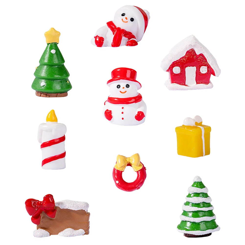 

9 Pcs Gift Tiny Christmas Figures Lovely Miniature Landscaping Figurine Decorations Resin Room Bedroom Figurines Xmas