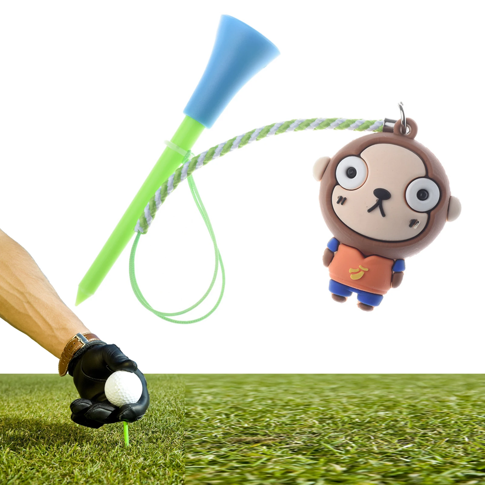 

Golf Ball Tees Rubber Golf Tees For Mats Golf Simulator Tees Rubber With Anti-Lost Rope Rubber Cusion Top Cute Cartoon Pattern