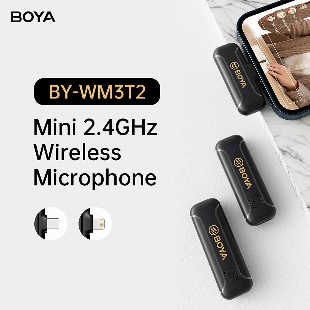 

BOYA BY-WM3T2 Professional Wireless Lavalier Microphone Portable Audio Video Recording Mic for iphone Android Live Broadcast