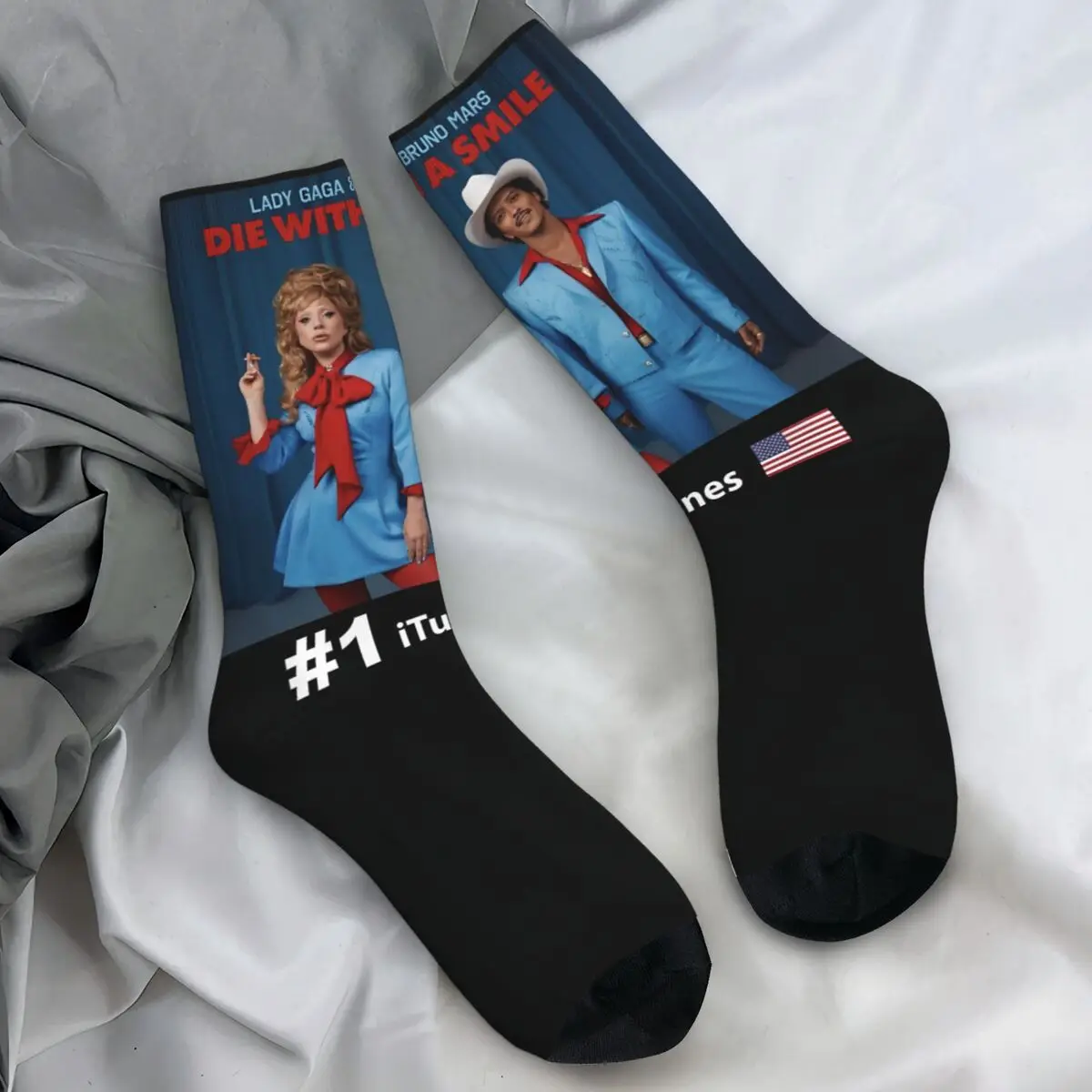 Леди Гага Бруно Марс Die With A Smile Носки Kawaii Чулки Женщины Мужчины Качественные