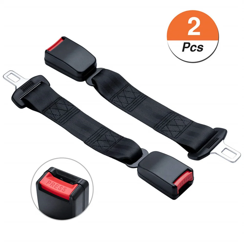 

2Pack E11 Certified Car Safety Seat Belt Extender Connector Plug Clip Plug Buckle 14" Nylon Webbing Extension 7/8'' Metal Tongue