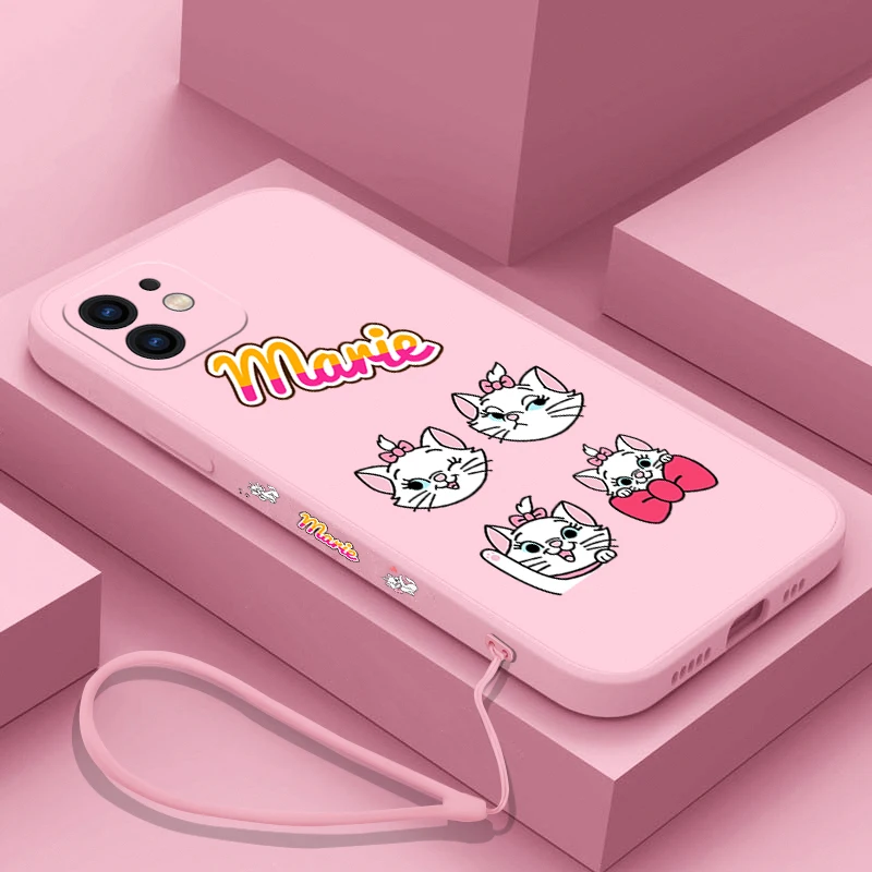 

Disney Marie Cat Phone Case For OPPO A7X A53 AX5 A93 A94 A35 A95 A12 A15 A15S A16 A8 A72 Reno 7Z 6Z F19 4G 5G with Hand Strap