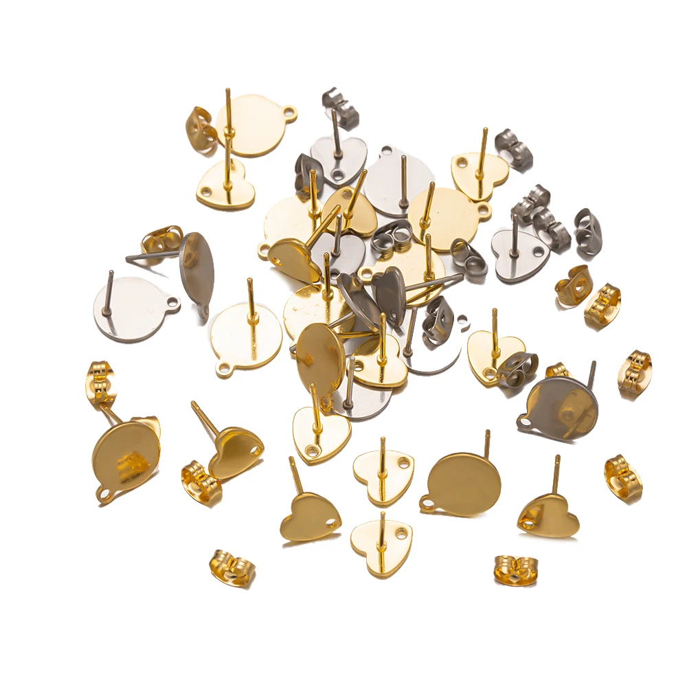 Основа для сережек из нержавеющей стали с отверстием 20 шт.