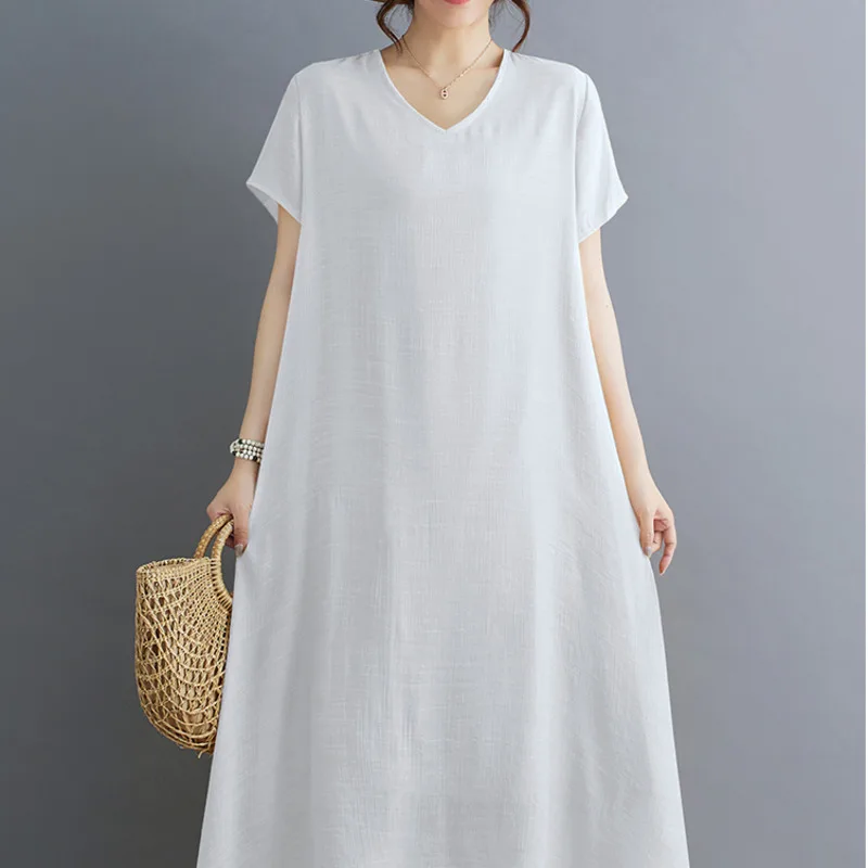 Летнее асимметричное платье-трапеция #3942 свободное тонкое однотонное пляжное