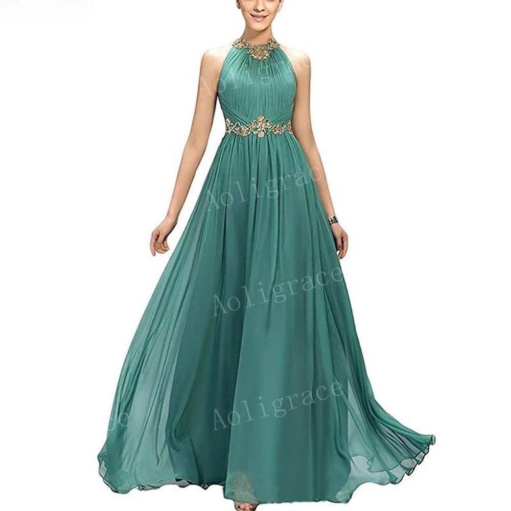 

Новые платья для выпускного вечера, длинные трапециевидные блестящие шифоновые вечерние платья до пола с аппликацией в стиле империи