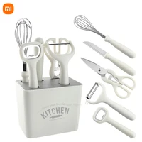 new xiaomi youpin kitchen 6 piece set of peeling knife fruit melon planer auxiliary food tool combination set with storage seat