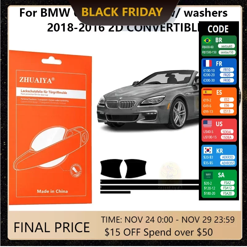 

Защитная пленка на края дверной ручки, защитная пленка ТПУ PPF для BMW 6 серии M Sport w/ washers2018-2016 2D CONVERTIBLE