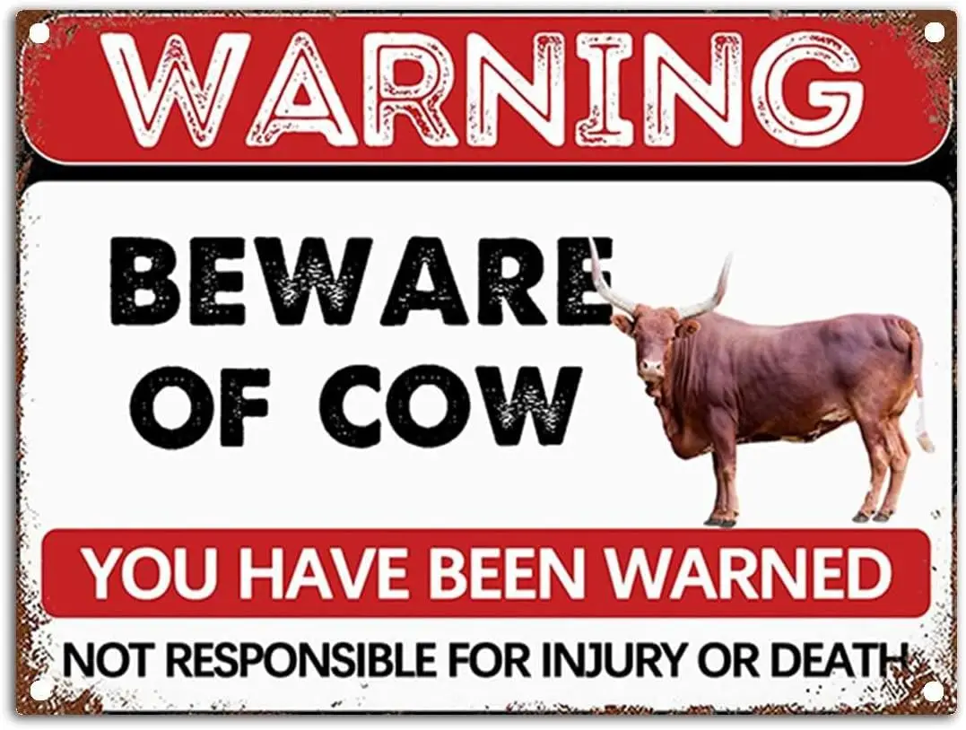 Ретро значок с животными-Остерегайтесь Коровы, жестяной знак-винтажные металлические знаки, домашняя настенная табличка