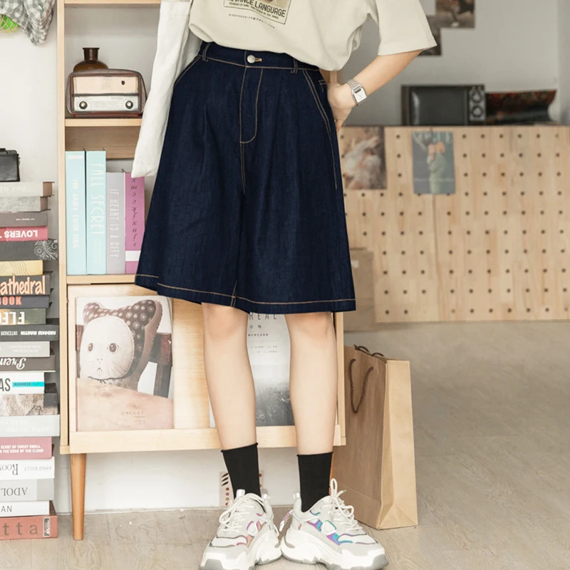 

Женская одежда Y2K хлопковые джинсовые шорты с широкими штанинами тонкие новые секции Летние повседневные короткие джинсы с высокой талией в Корейском стиле 2023