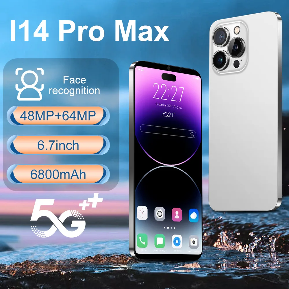 

Смартфон, 8 ГБ + 256 ГБ, I14 Pro Max, 6,7 дюйма, две Sim-карты, батарея 48 Мп + 64 мп, 6800 мАч, десять ядер, чип 888, распознавание лица