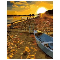 fsbcgt beach sunset and boat diy painting by numbers adults for drawing on canvas coloring by numbers art decor