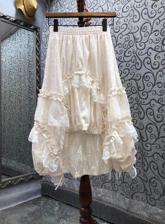 

Новинка 2022, женская модная юбка с эластичной талией, нестандартная, с деревянными вставками, с микро-эффектом, подходящая ко всему полуюбка, ...