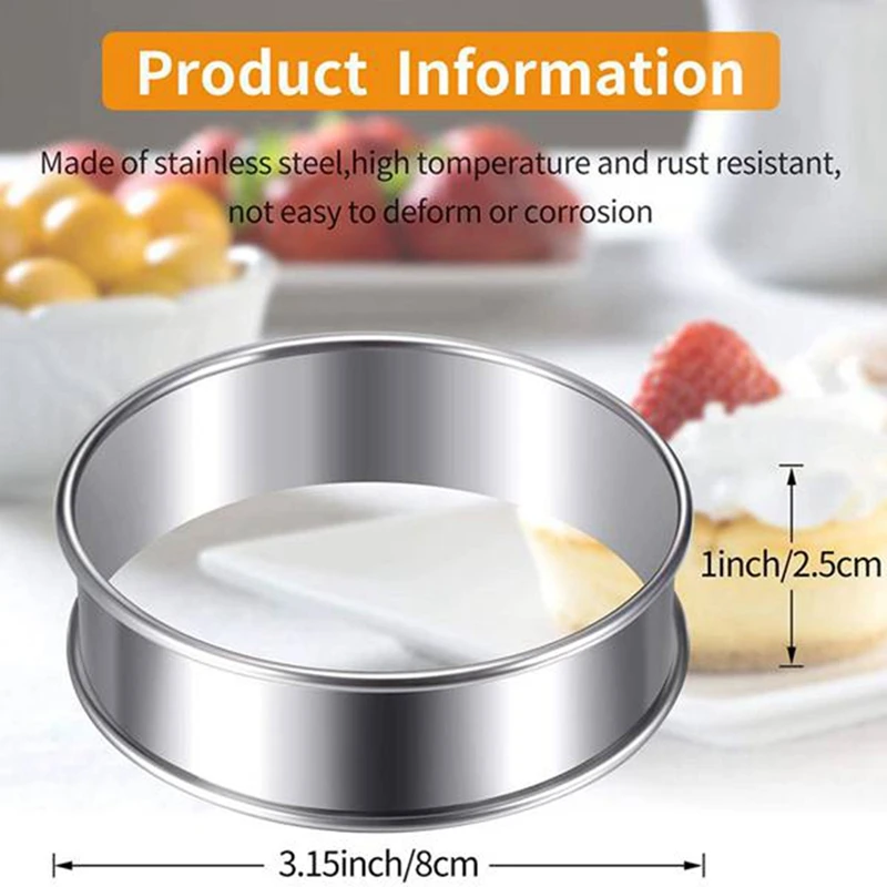 

5 Pieces Double Rolled Tart Rings Round Muffin Rings Crumpet Rings Circular Tart Rings for Home Restaurant Baking Tools