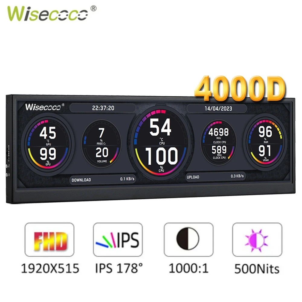 

New Portable Monitor Raspberry PI Aida64 Laptop PC advertising Monitoring Temperature CPU GPU SSD Display for Corsair 4000D Case