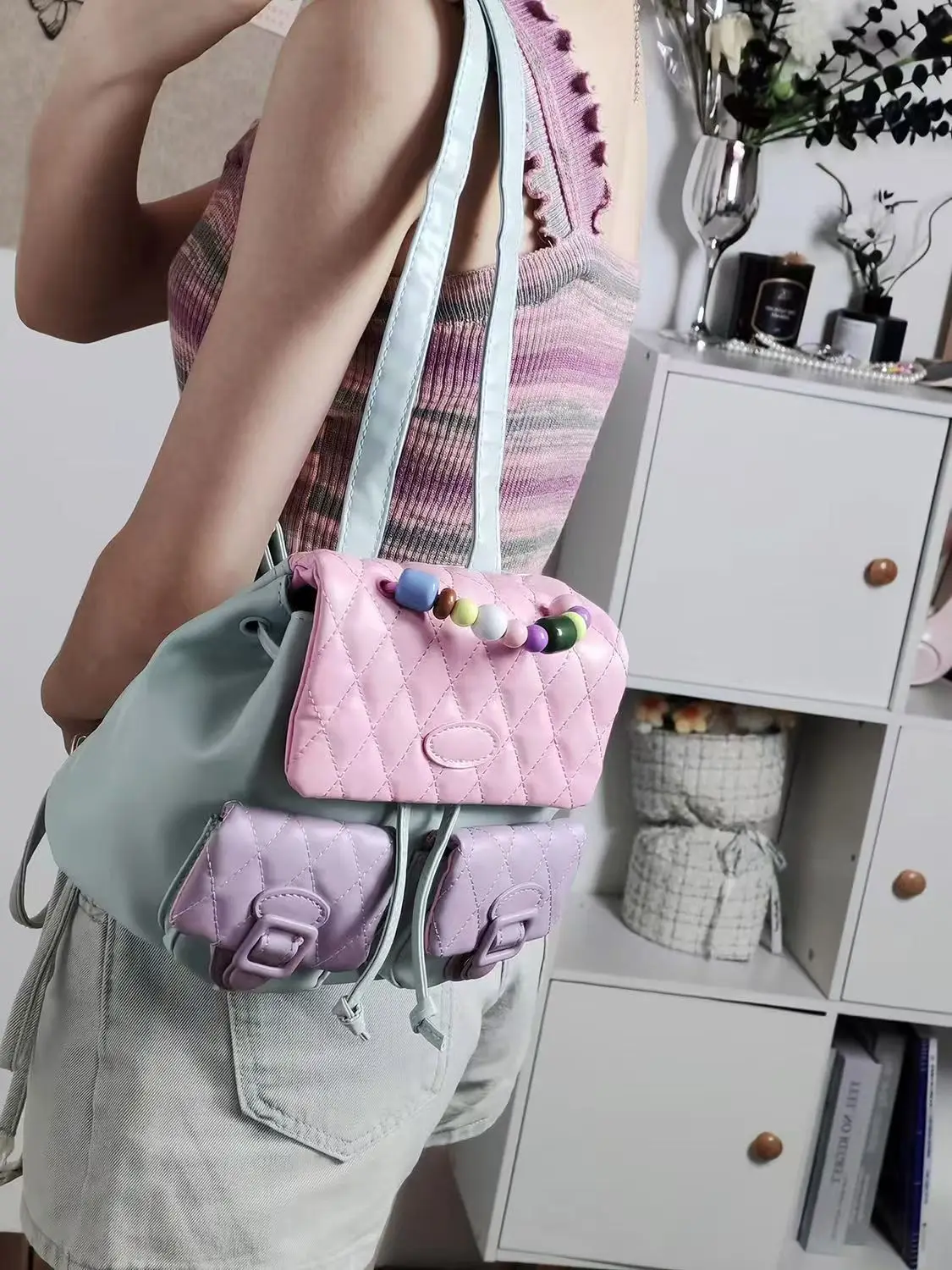 JIAERDI Sweet Cute Y2k Mochila женские универсальные кожаные легкие лоскутные шикарные