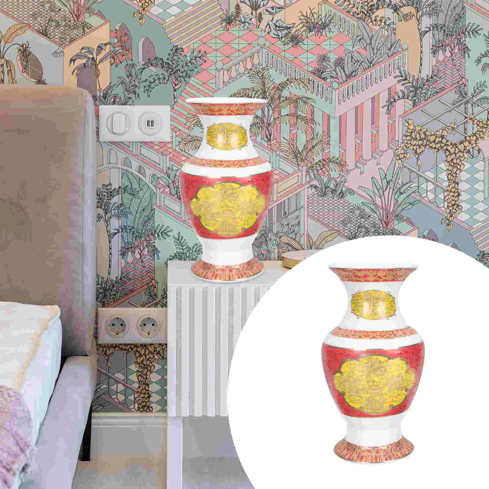 

Ceramic Vase Chinese Style Fresh Flower Arrangement Vase Home Office Decor