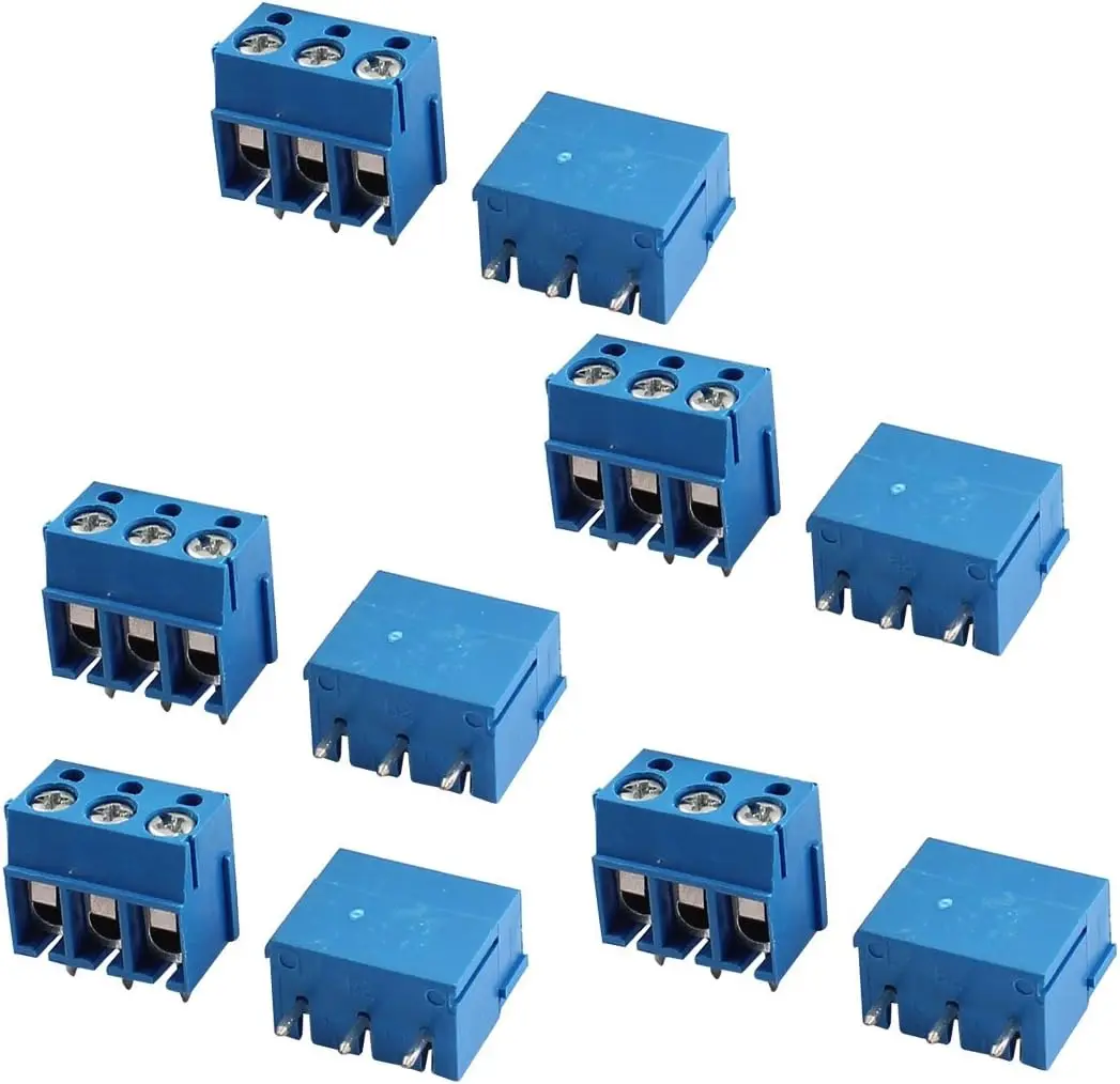 

Keszoox 5.08mm Phoenix Connectors 10 pcs 3P Insert-in Screw Terminal Block Connector 5.08mm Pitch Blue