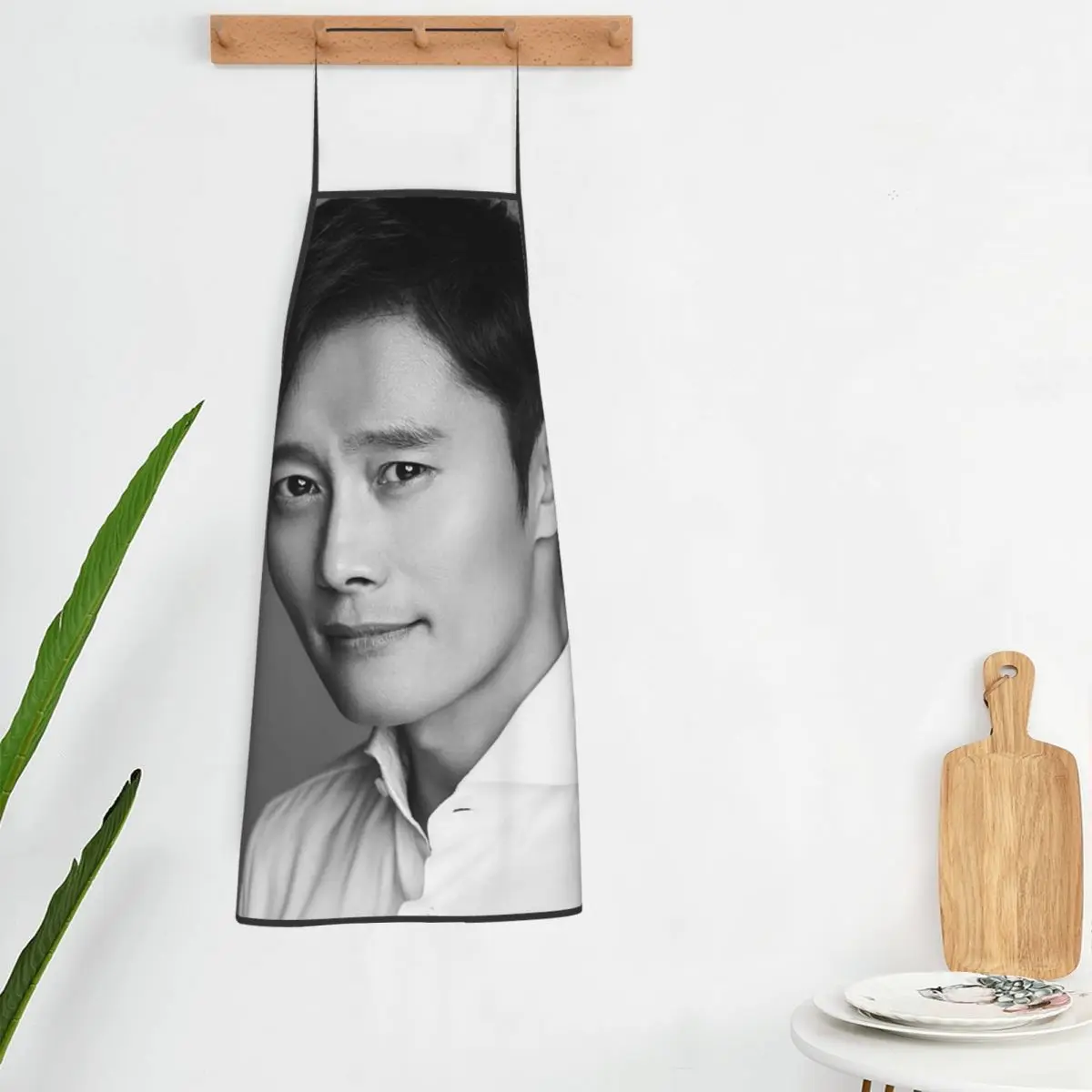 Фото Фартуки Lee Byung Hun для шеф-поваров, для готовки и выпечки, кухонные фартуки-нагрудники для женщин и мужчин, для рисования №1