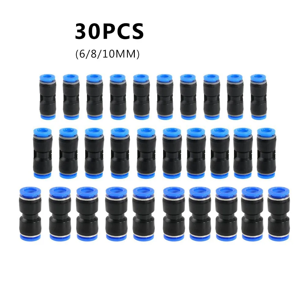 

30pcs Pneumatic Fitting Hose Connector Tube Plastic Joint Compressor Push-in Quick Release Pipe for 4mm 6mm 8mm 10mm 12mm Pu Py