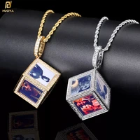 hip hop personalize pictures gold plated jewelry custom memory cube photo pendant for necklace