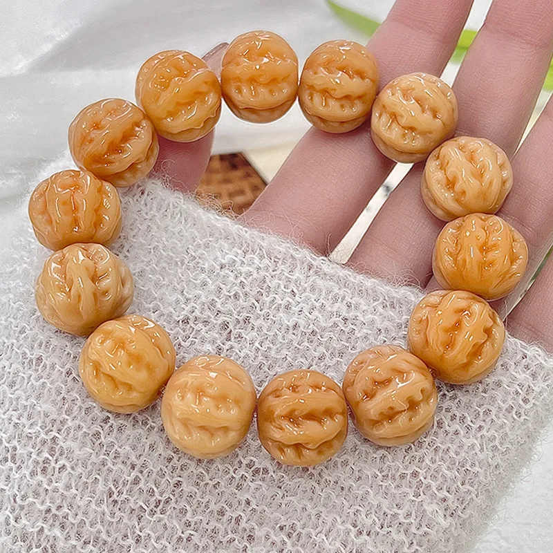 Бутиковая резьба по корням Пекин восьмиугольная ручная цепочка Bodhi Zi Wen Wan Pan