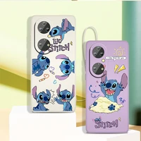 disney lilo stitch phone case for huawei p50 p40 p30 p20 pro lite e y9s y9a y9 y6 y70 nova 5t 9 5g liquid rope cover