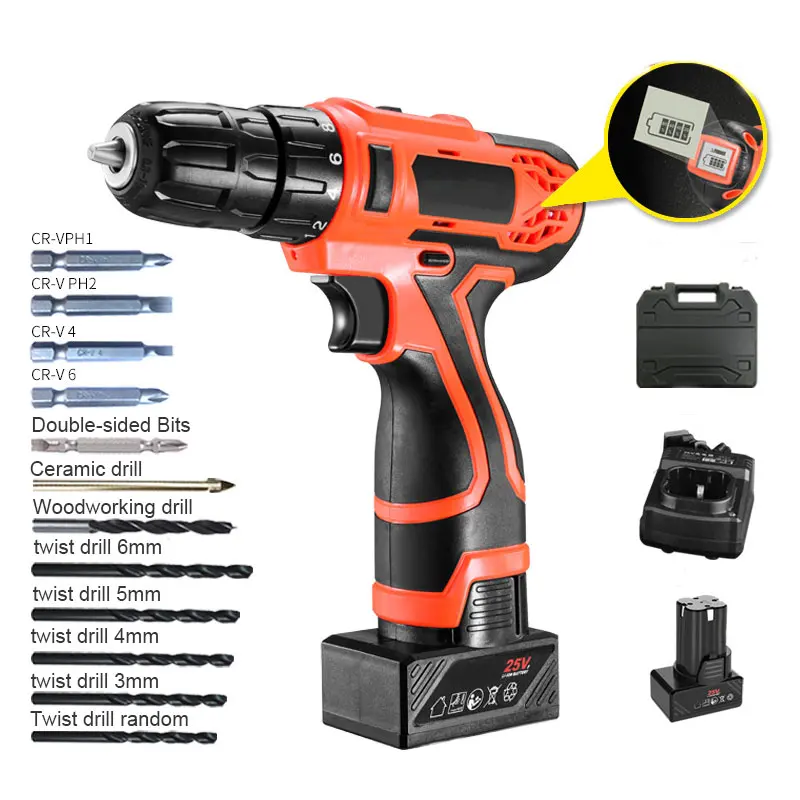 Electric Screw Driver Drill Cordless Drill Woodworking Tool Rechargeable Woodworking Drills