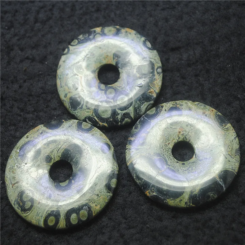 

2PCS Nature Kambaba Japsper Stone Pendants Donut Shape 30MM 50MM DIY Women's Jewelry Accessories Loose Items Free Shippings