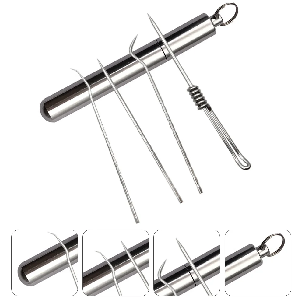 

Toothpick Tooth Holder Reusable Stainless Set Pocket Cleaning Steel Metal Accessory Toothpicks Keychain Care Stick Tube Aluminum