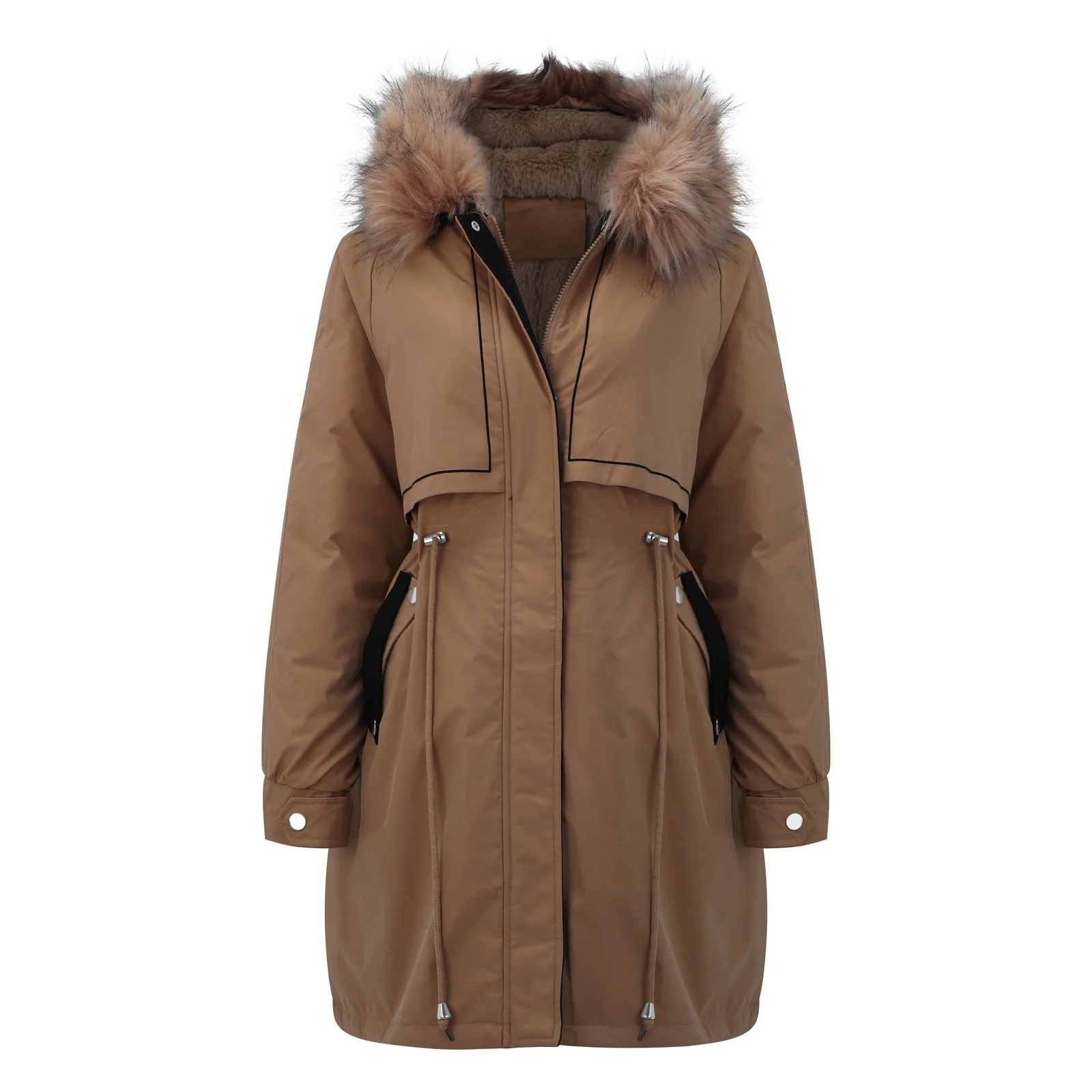 Vintage Women Winter Parka Coat 2022 Hooded Lapel Collar Long Sleeve Jacket Thicken Coat Jacket Warm Thick Padded Outerwear