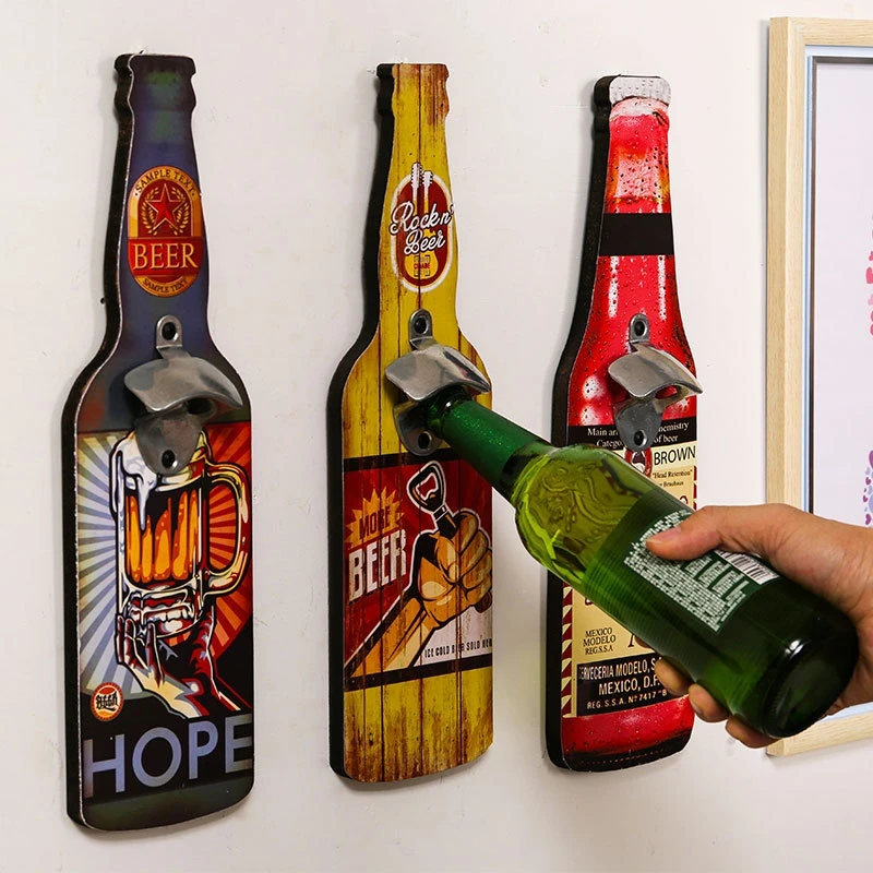 

Creative Wall Mounted Opener Room Decoration Pendant Bottle Shaped Beverage Beer Glass Bottle Opening Tool for Home Kitchen Bar