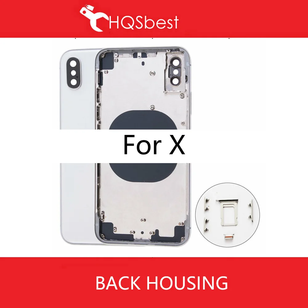 Back Housing Battery Door Middle Frame Chassis with Side Buttons Sim Tray Adhesive For Iphone X XR