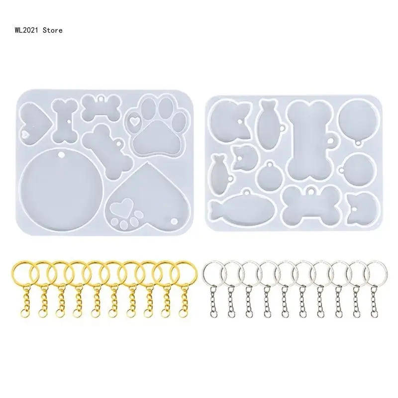 

Paw Heart Epoxy Resin Casting Molds for DIY Dog Tag,Silicone Keychain Mold