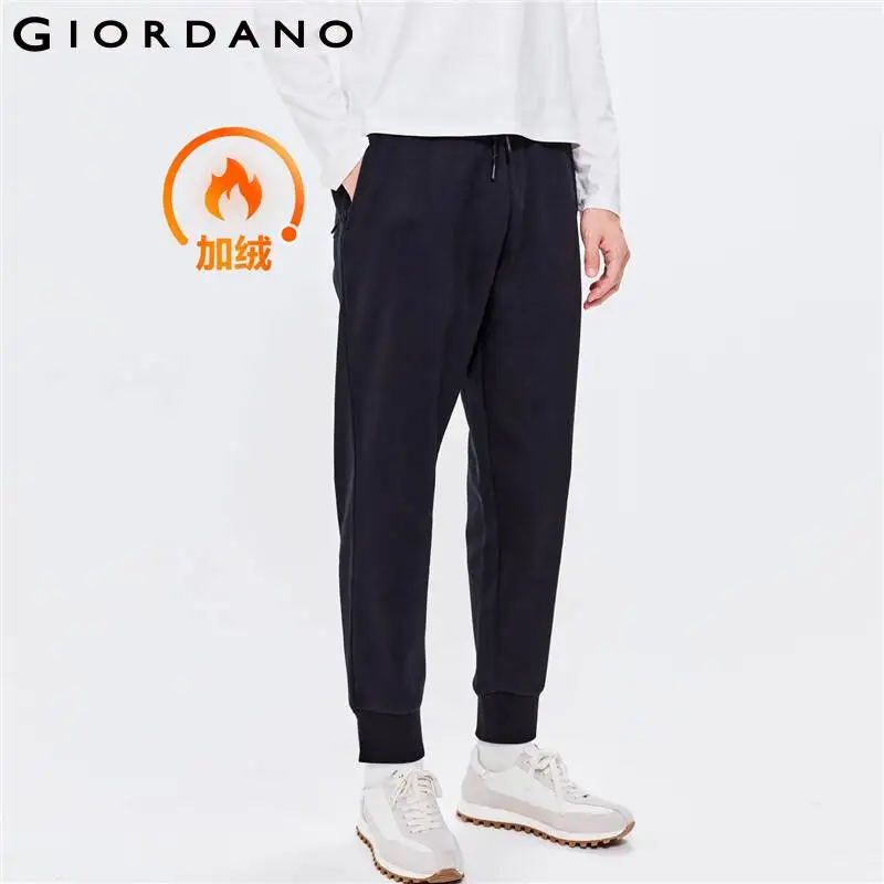 

GIORDANO Men Joggers Soft Polar Fleece-Lined Chunky Warm Joggers Elastic Waist Solid Color Simple Basic Casual Joggers 01112851