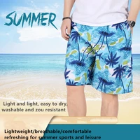 summer new beach pants men large size quick dry loose thin five minutes mens shorts sports leisure flower pants