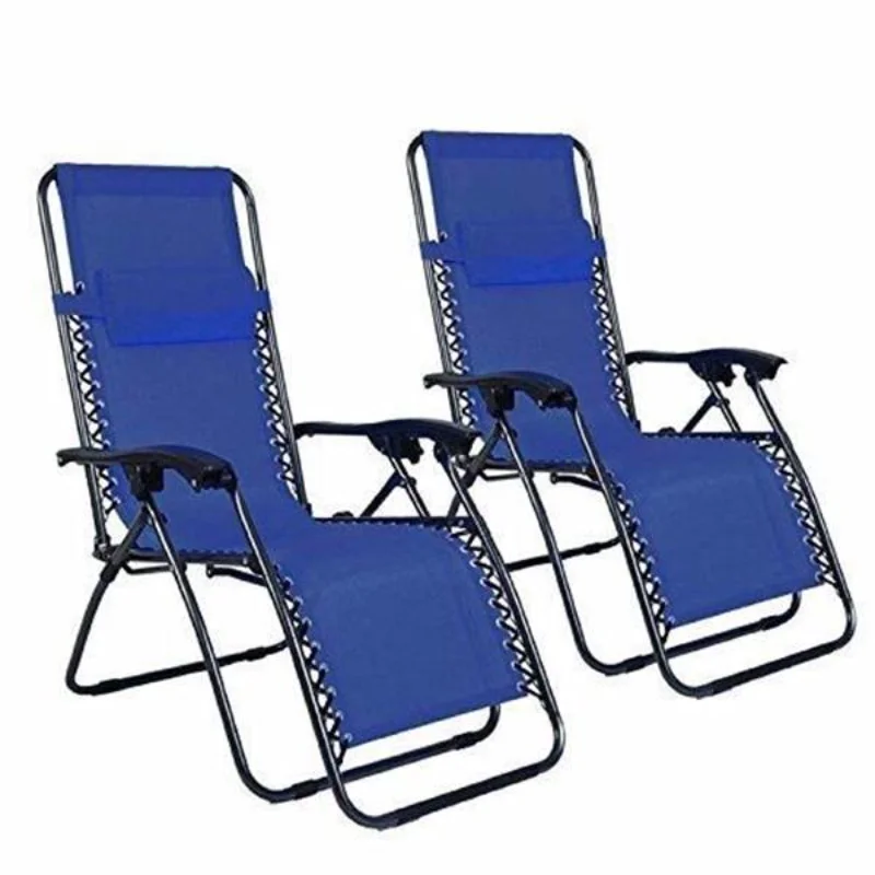 

2pcs Plum Blossom Lock Portable Folding Chairs with Saucer Blue[US Stock]