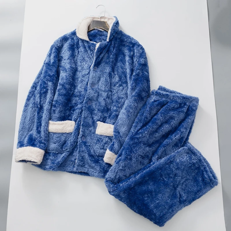 Осенне-зимние мужские костюмы из шерсти утепленные теплые пижамы модные