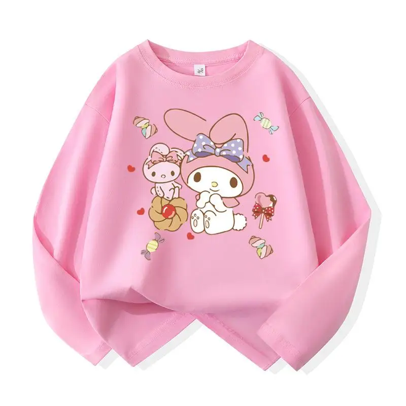 Новинка Милая футболка Sanrio Kuromi My Melody Hello Kitty с длинным рукавом стильный детский