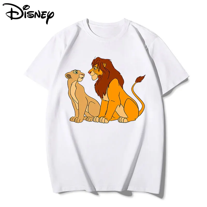 

Disney Cartoon Simba Nana Casual T shirt Men Clothes Harajuku The Lion King Graphic Printed T-shirt Summer Male 100% Cotton Tops