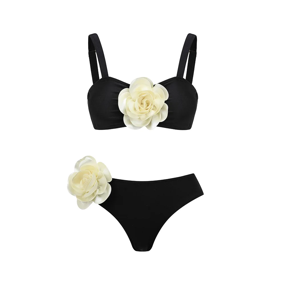 

ZAFUAZ 2023 New Bikini Swimsuit Women 3D Flower Swimwear Brazilian Sling Biquini Two Piece Bathing Suit Summer Beachwear