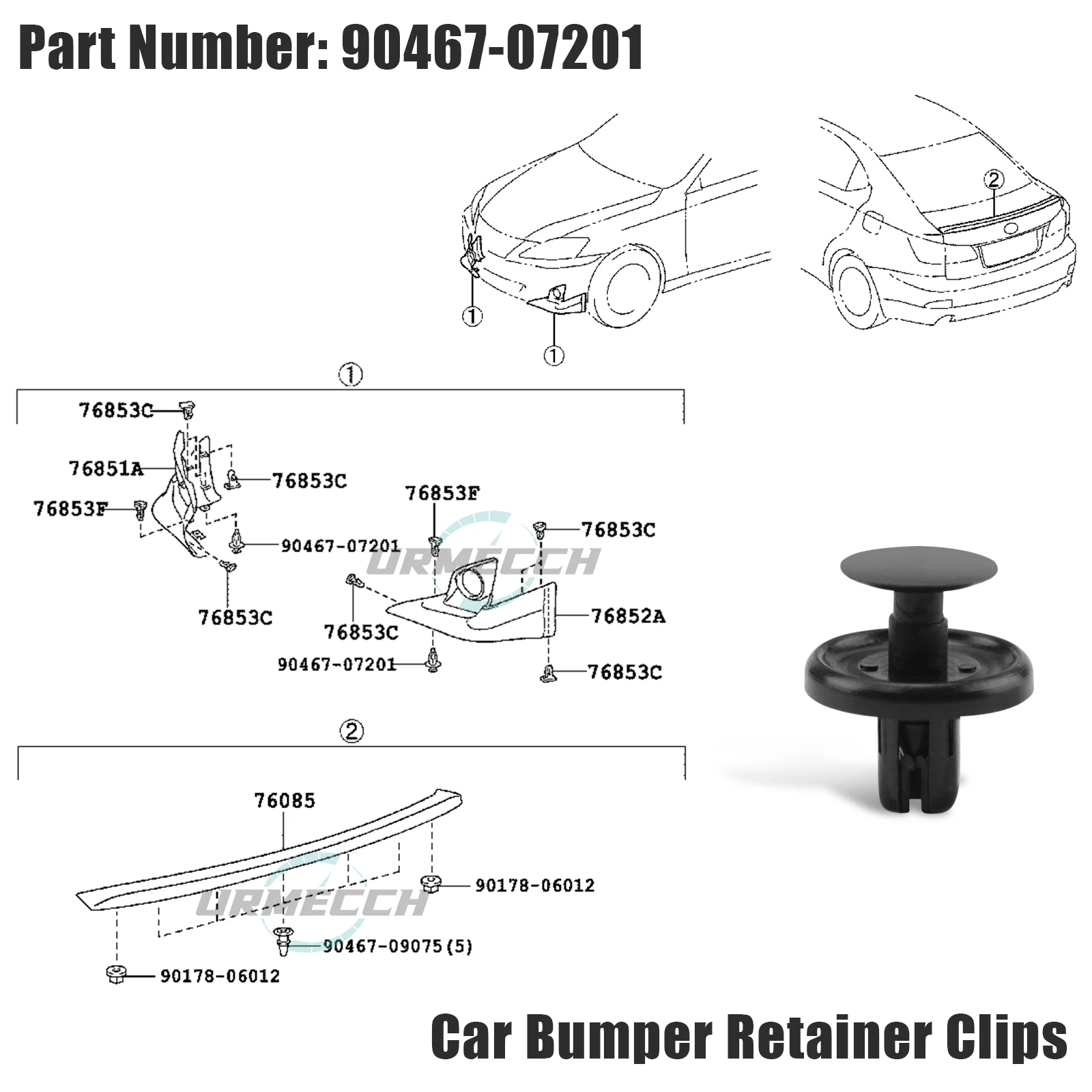 60X для Toyota Lexus Camry нейлоновые крепежи 7 мм Фиксатор нажимного типа болты М6 U-гайки