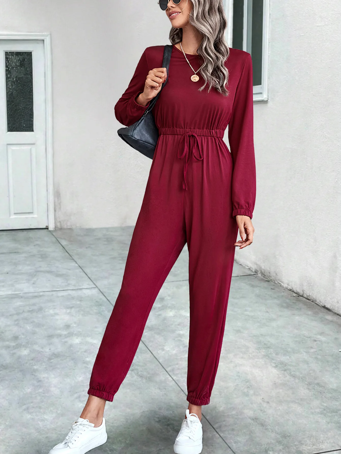 

Amazon Independent Station Hot Selling EBay Popular Cross Border European And American Women's Long Sleeve Solid Color Jumpsuit