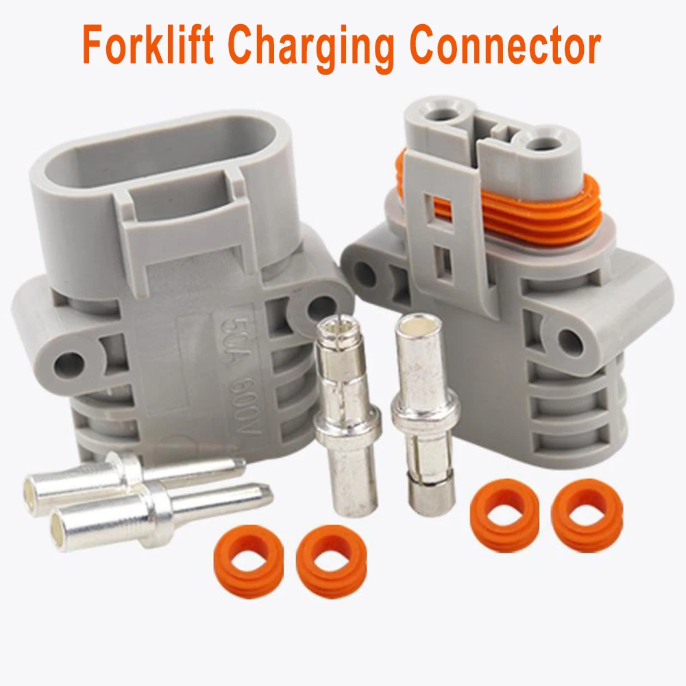 

Pair Of FOR Anderson 50 Amp 600V 6 AWG Grey Forklift Cable Power Connectors Good Electrical Conductivity Easy To Connect Tool