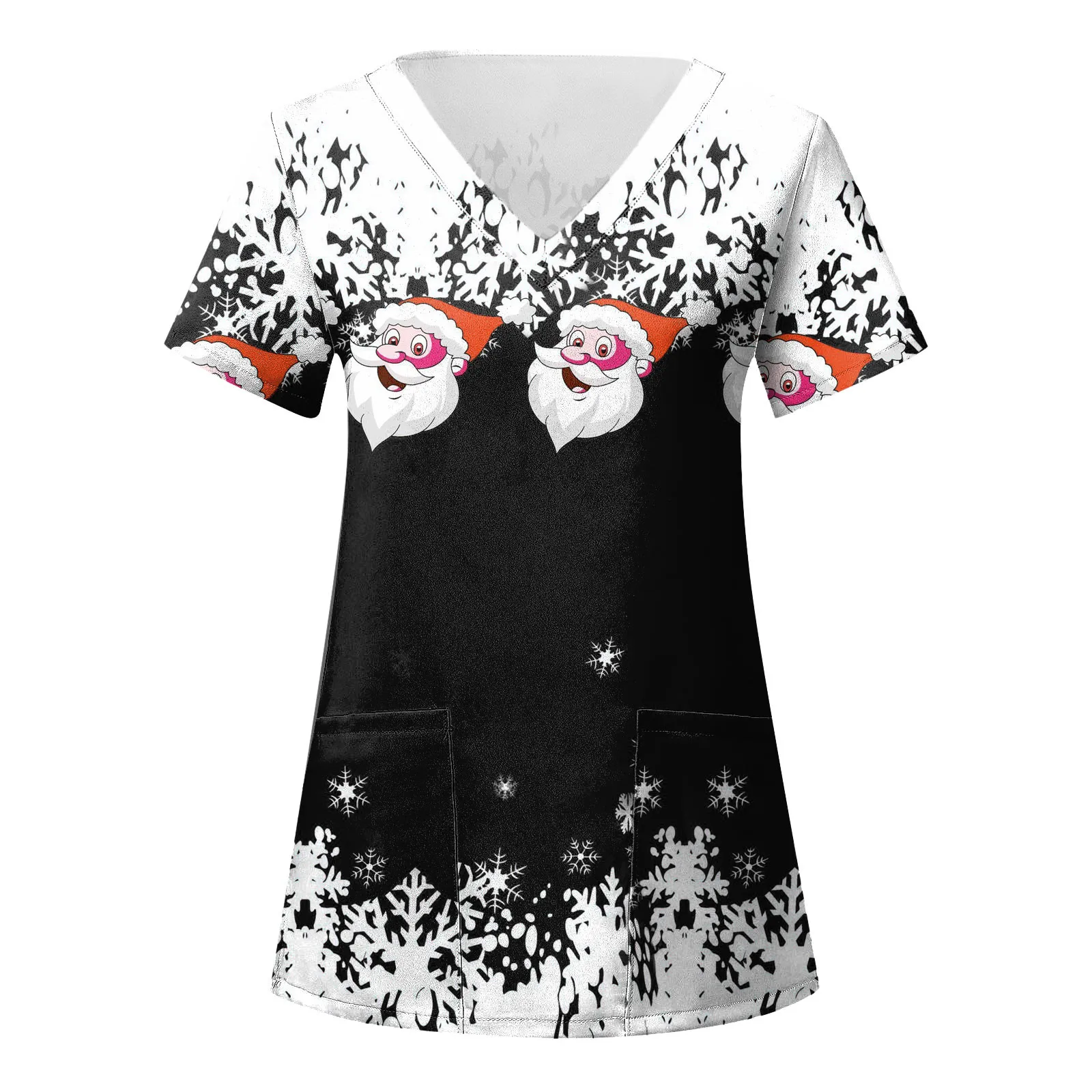

Christmas Women Nurse Uniforms Santa Cute Clinic Caring Scrub Tops Short Sleeve Pet Grooming Clothes uniforme sanitario mujer