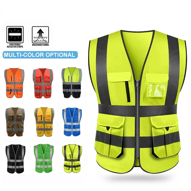 SFVest High Visibility Reflective Safety Vest Safety Clothing Work Reflective Vest Multi Pockets Workwear Safety Waistcoat Men SFVest High Visibility Reflective Safety Vest Safety Clothing Work Reflective Vest Multi Pockets Workwear Safety Waistcoat Men