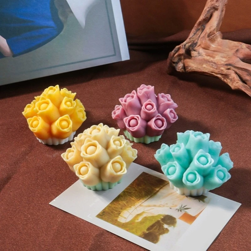 Силиконовая форма для ароматических свечей 3D букета тюльпанов цветов