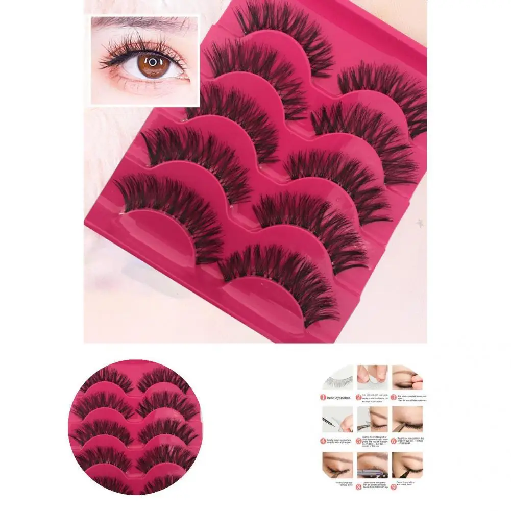 

Удобные 5 пары/компл. изысканные натуральные толстые мягкие ресницы ручной работы для макияжа