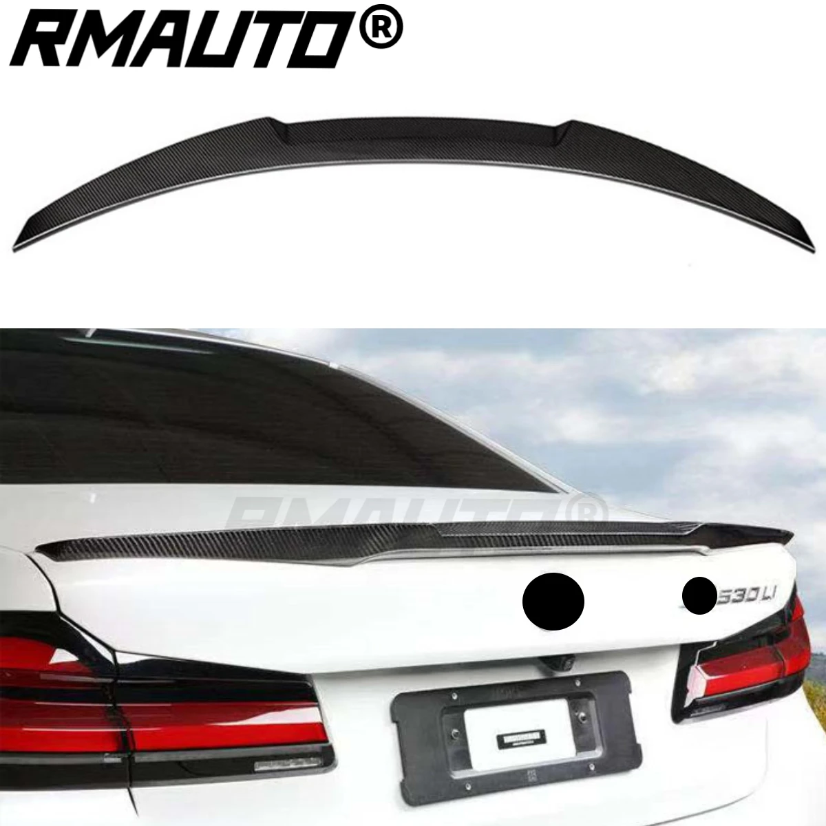 

RMAUTO стильный задний спойлер из углеродного волокна M4, комплект для корпуса крыла для BMW 5 серии G30 F90 M5 2017-2022, задний спойлер, крыло, автомобильные аксессуары